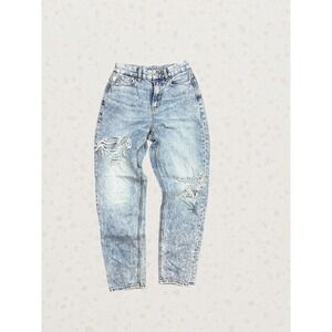 American Eagle Jeans Womens 00 Light Acid Wash Distressed Ripped High Waist